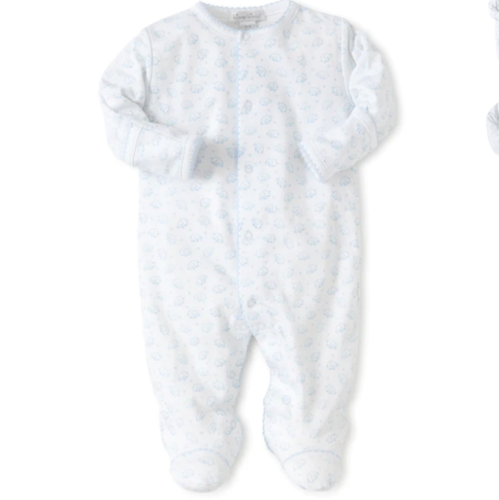Kissy Kissy Blue Ele-Fun Pima Cotton Footie Sz NB
